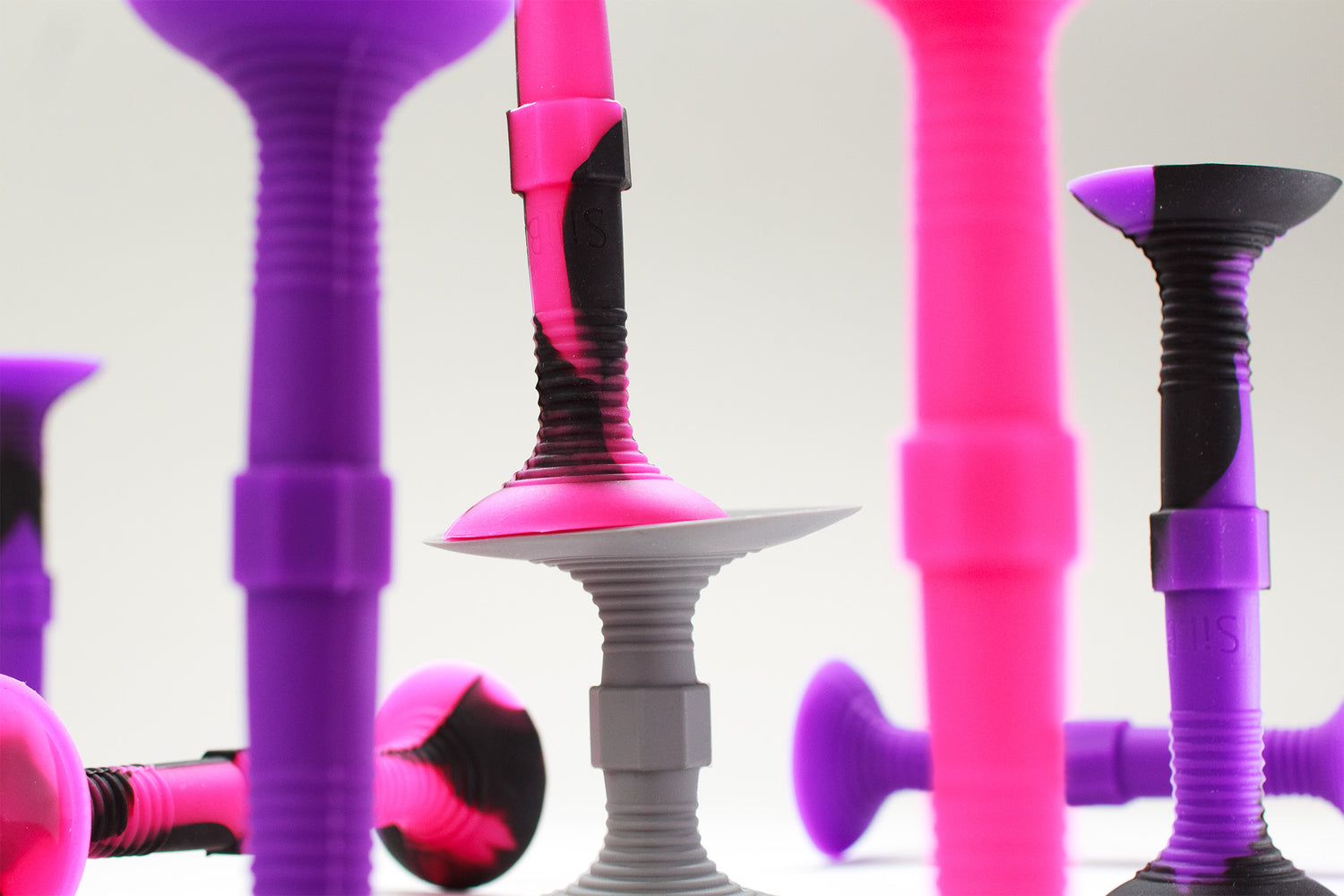 Multi-Color SiliBatons Set in Purple, Pink, and Gray for Suction Cup Dart Game